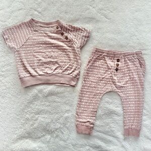 Jessica Simpson Semicircle Print Top and Pants 2 Piece Set Pink White Size 18M